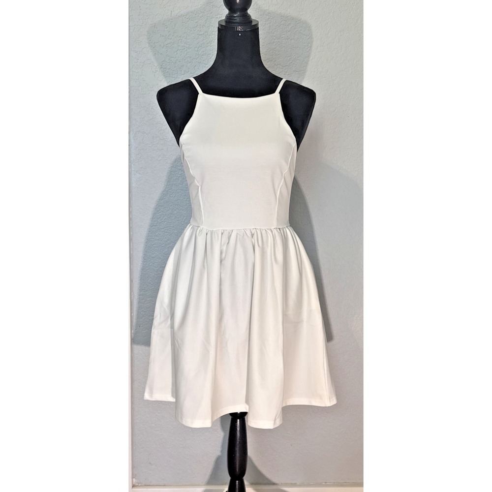 Fancyinn Women's S Backless Mini Dress Spaghetti Strap Adjustable Pockets